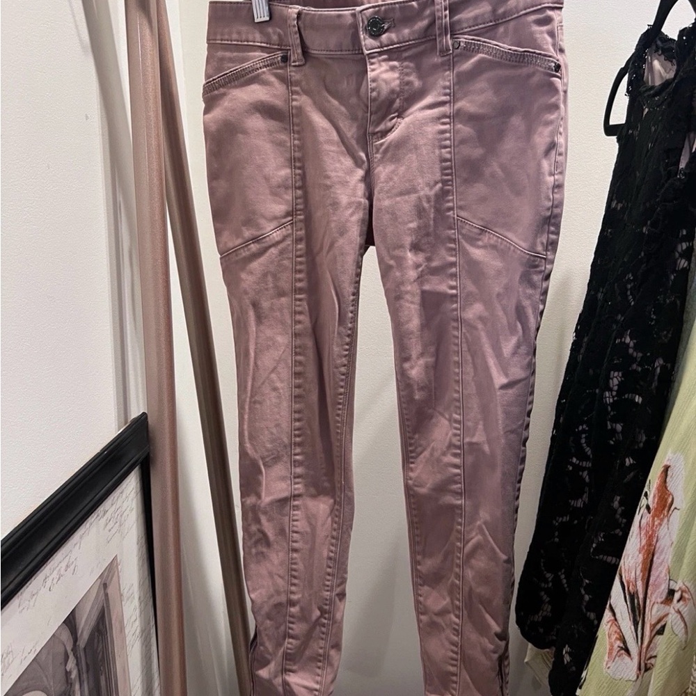 White House Black Market Slim Moto-Style Pants in Dusty Mauve